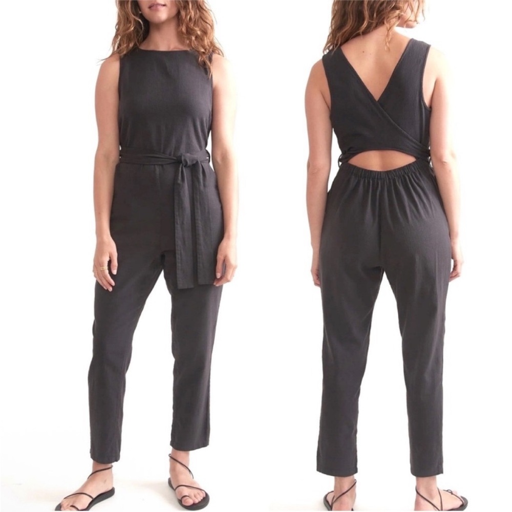 Marine Layer Style 17253 Jumpsuit Eloise Belted Phantom Black size X-Large XL